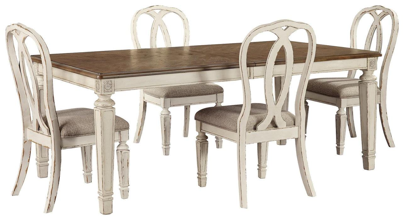 Realyn Chipped White Realyn Dining Table and 4 Chairs