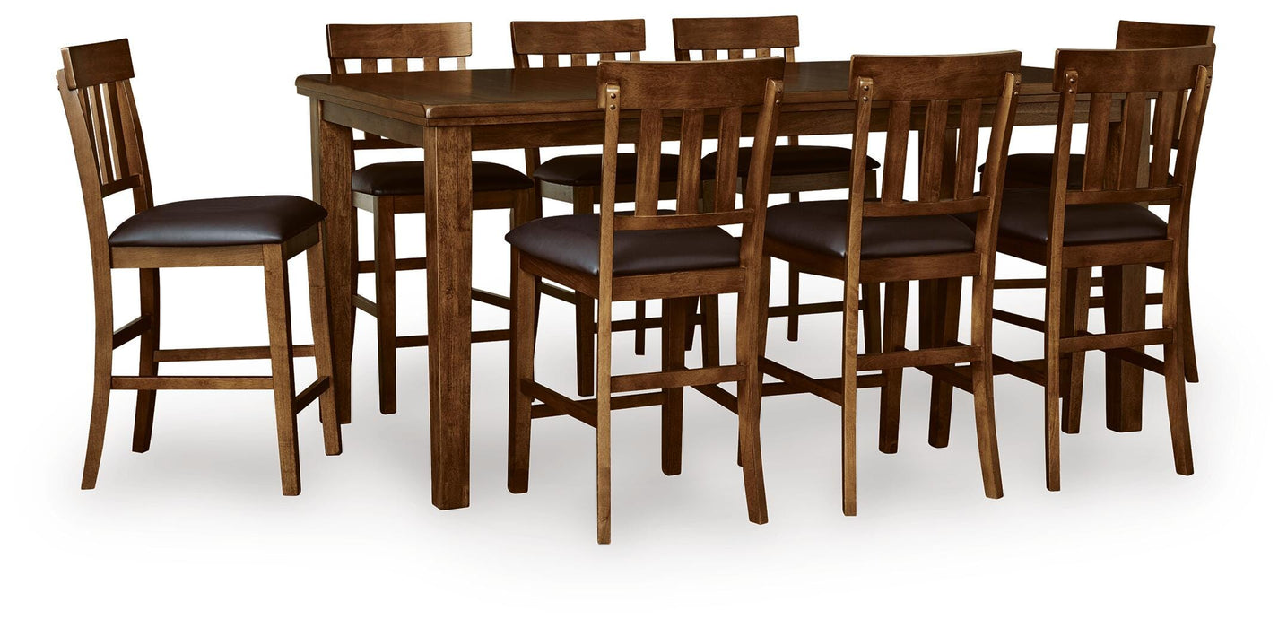 Ralene Medium Brown Ralene Counter Height Dining Table and 8 Barstools
