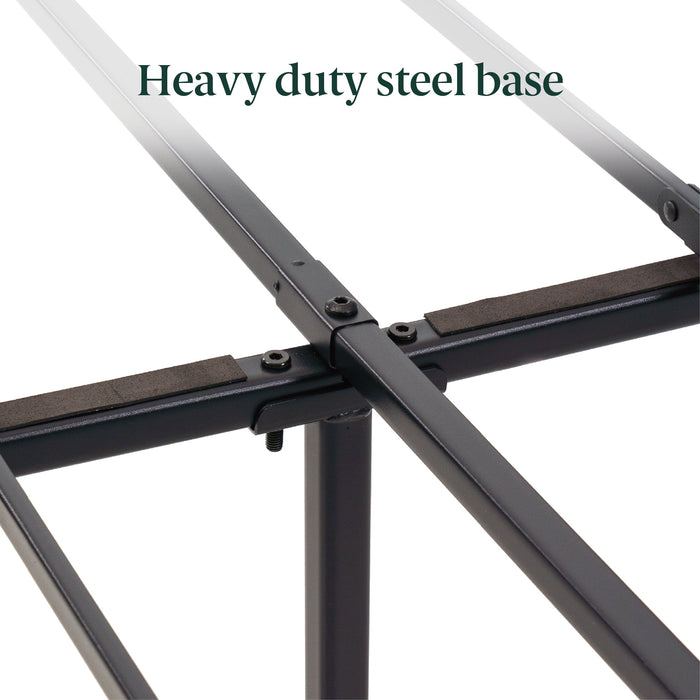 Mainstays Gray Upholstered Square Tufted Platform Bed, No Box Spring Needed, Queen - new