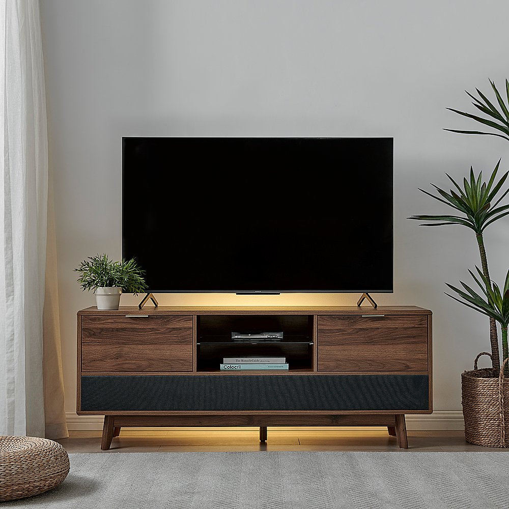 60 in. Walnut Larsen Smart TV Stand with Audio System - display_model