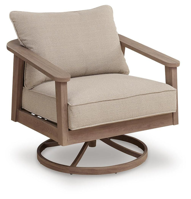 Francis Beach Natural/Gray Swivel Lounge w/ Cushion