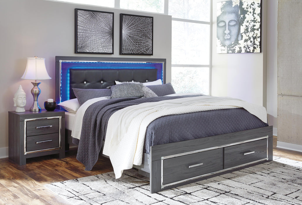 Lodanna Gray Lodanna King Panel Bed with 2 Storage Drawers