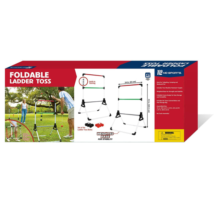 MD Sports Foldable Ladder Toss Game, Red, Green and Black - open_box