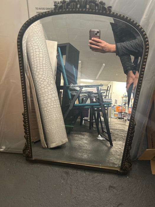 Antique Bronze 28 in. W x 40 in. H Arched Modern Polyurethane Framed with Decoration Antique Vanity Mirror Wall Mirror - new