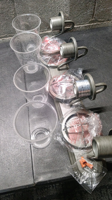 Home Decorators Collection Georgina 30 in. 4-Light Weathered Iron Industrial Rustic Vanity with Clear Seeded Glass Shades and Cage Accents - open_box