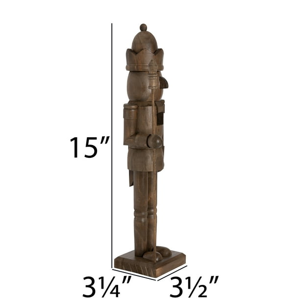 One Brown Pine Wood Nutcracker Decoration, 15", by Holiday Time - new