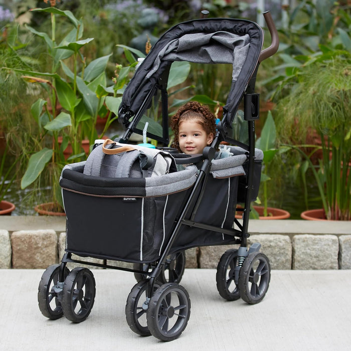 Summer Infant 3Dlite Wagon Convenience Lightweight Stroller for Infants, Accommodates up to 50 Pounds and Holds 2 Children, Black/Gray - new