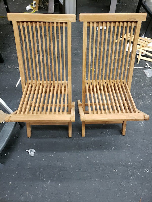 King Teak Golden Teak Wood Folding Chair Outdoor Patio Garden Yard Folding Seat Chair 2 Piece - open_box