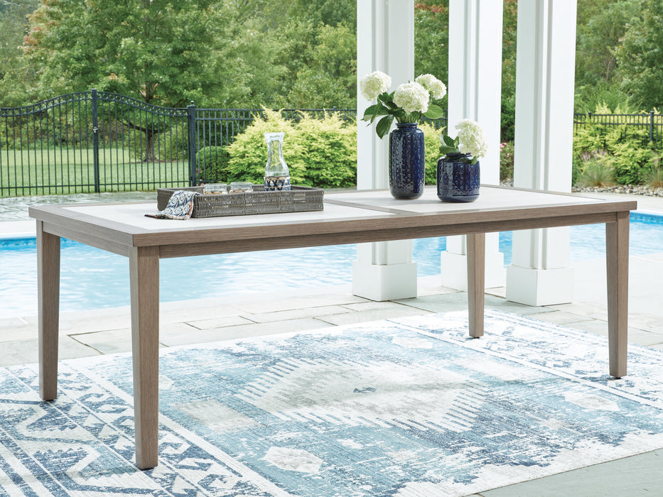 Rainier Ranch Brown/Beige RECT Dining Table w/UMB OPT