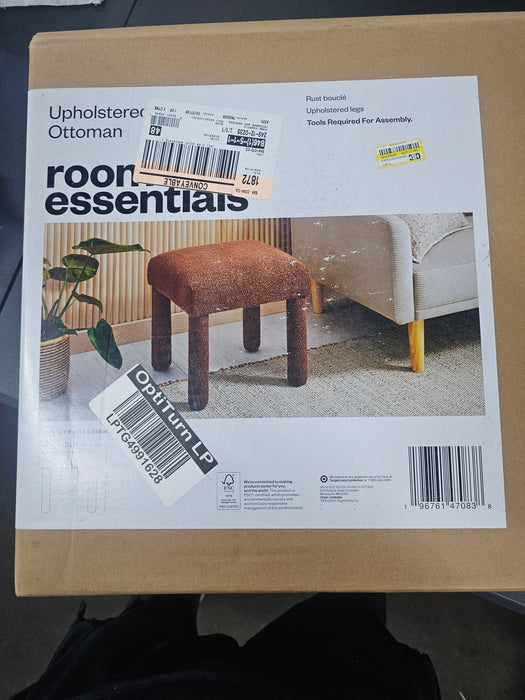Upholstered Square Stool Ottoman Rust Boucle - Room Essentials™