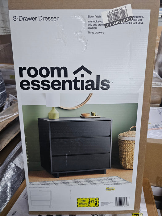 Modern 3 Drawer Dresser Black - Room Essentials™