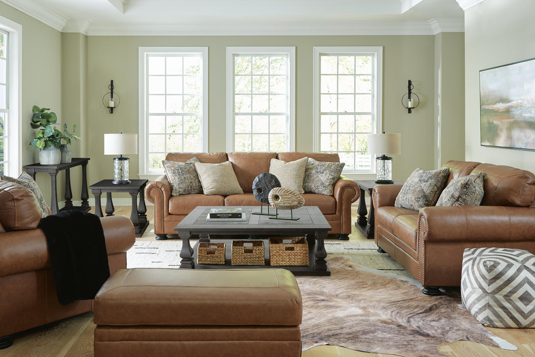 Carianna Caramel Carianna Sofa, Loveseat, Chair and Ottoman