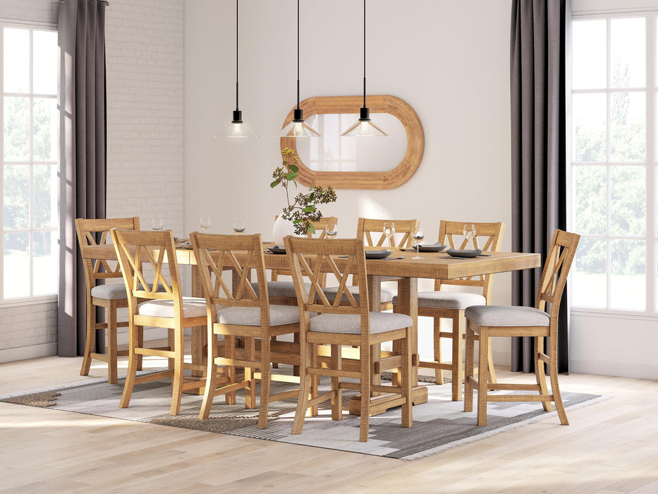 Havonplane Brown Havonplane Counter Height Dining Table and 8 Barstools