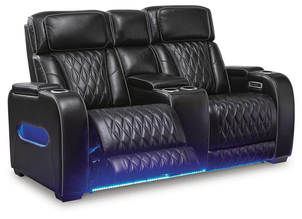 Boyington Black Boyington Power Reclining Loveseat with Console