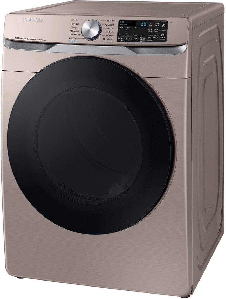 Samsung - 7.5 Cu. Ft. Stackable Smart Electric Dryer with Steam Sanitize+ - Champagne - display_model