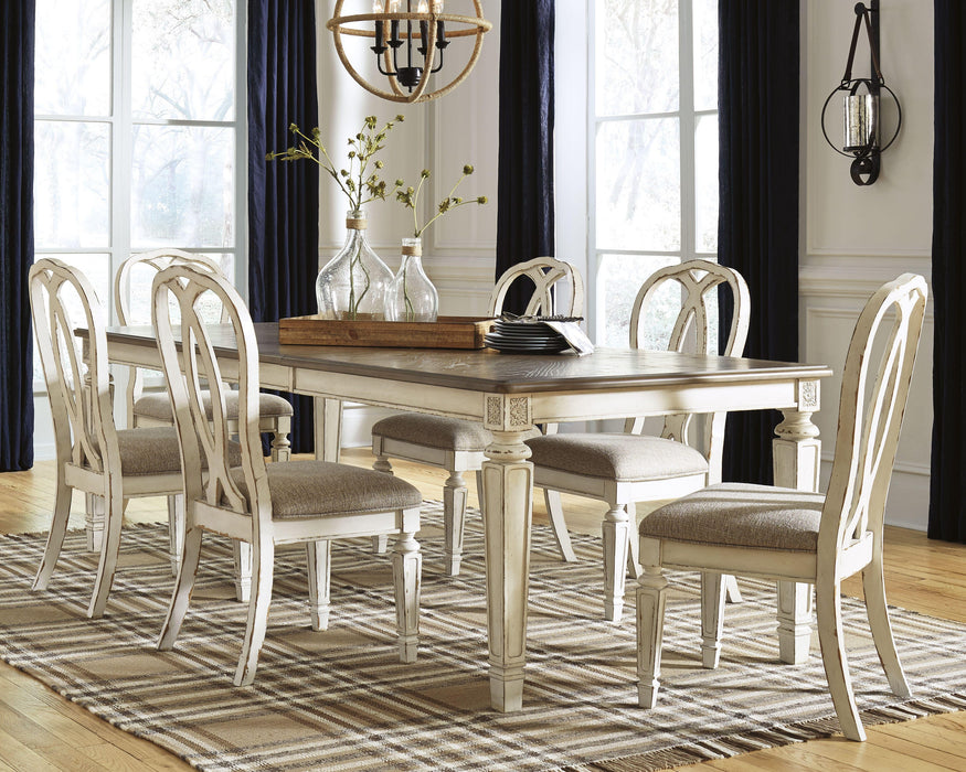 Realyn Chipped White Realyn Dining Table and 6 Chairs