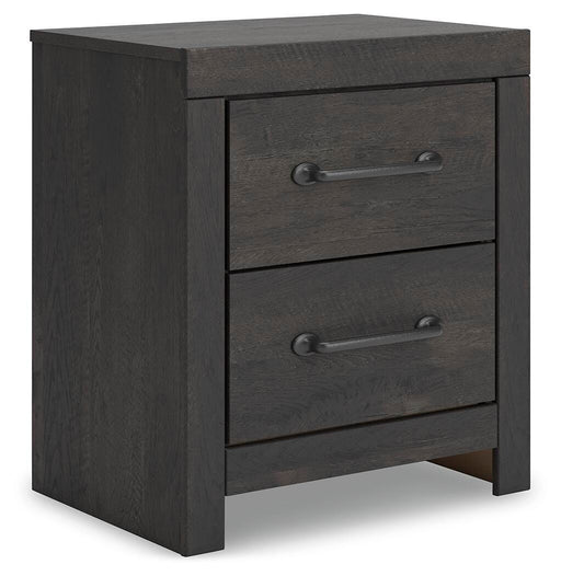 Delmorta Dark Gray Two Drawer Night Stand