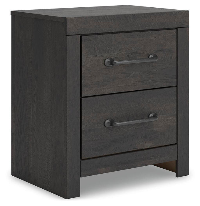 Delmorta Dark Gray Two Drawer Night Stand