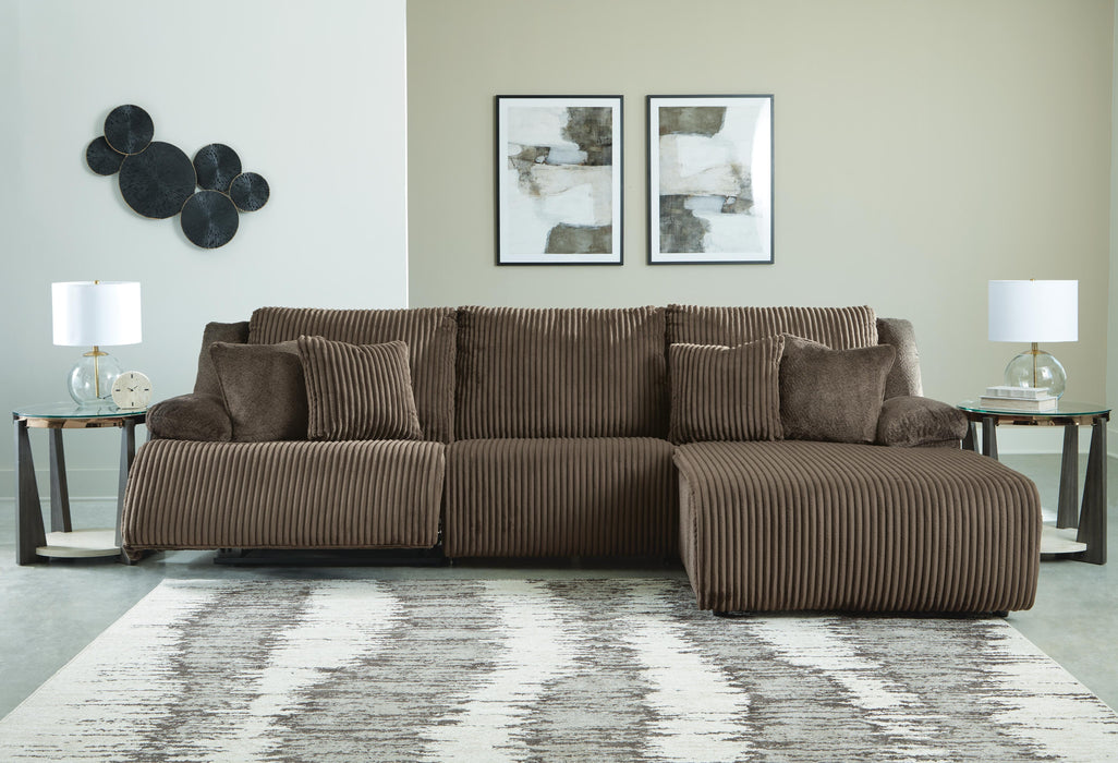 Top Tier Chocolate Top Tier 3-Piece Reclining Sectional Sofa Chaise