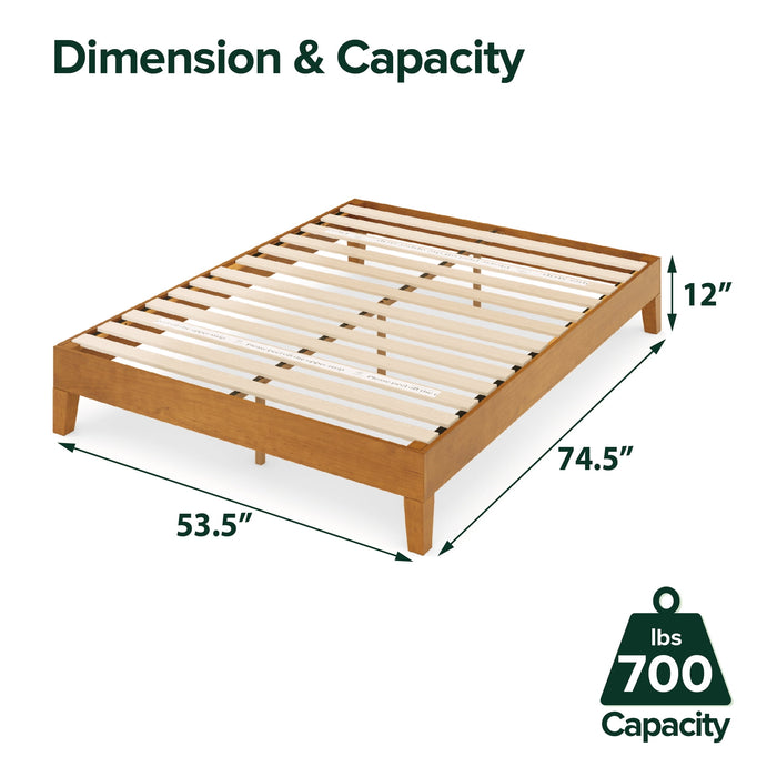 Zinus Alexia 12 Deluxe Wood Platform Bed Frame, Rustic Pine, King - open_box