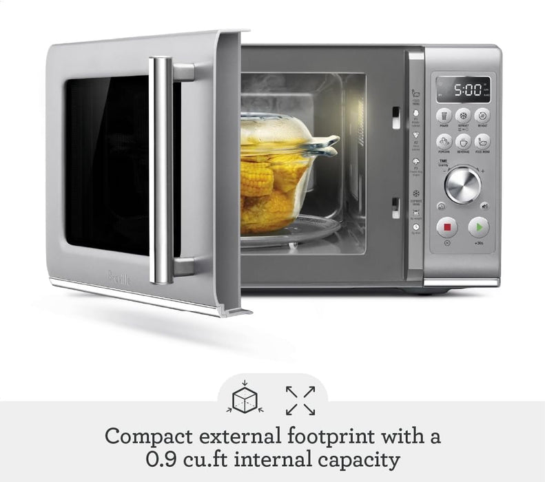 Breville BMO650SIL Compact Wave Soft Close Countertop Microwave Oven, Silver - new