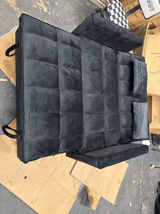 3 In 1 Velvet Convertible Sofa Bed, Pull Out Couch Bed with Reclining Backrest And 2 Pillows, 54" Full Size Loveseat Sleeper Sofa Futon Couch Bed, Couches For Small Spaces, Living Room (Black) - new