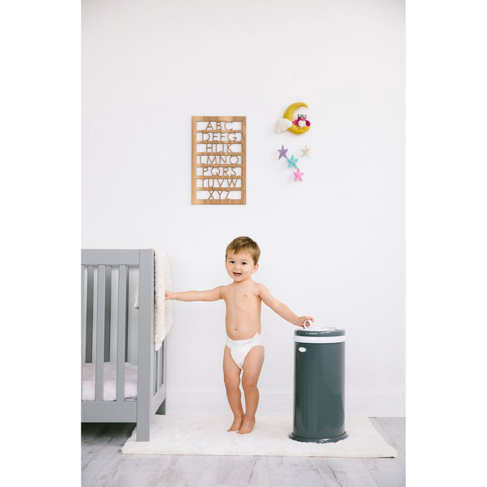 Ubbi Stainless Steel Diaper Pail, Odor Locking, No Special Bag Required, Award-Winning, Registry Must-Have, Slate - new