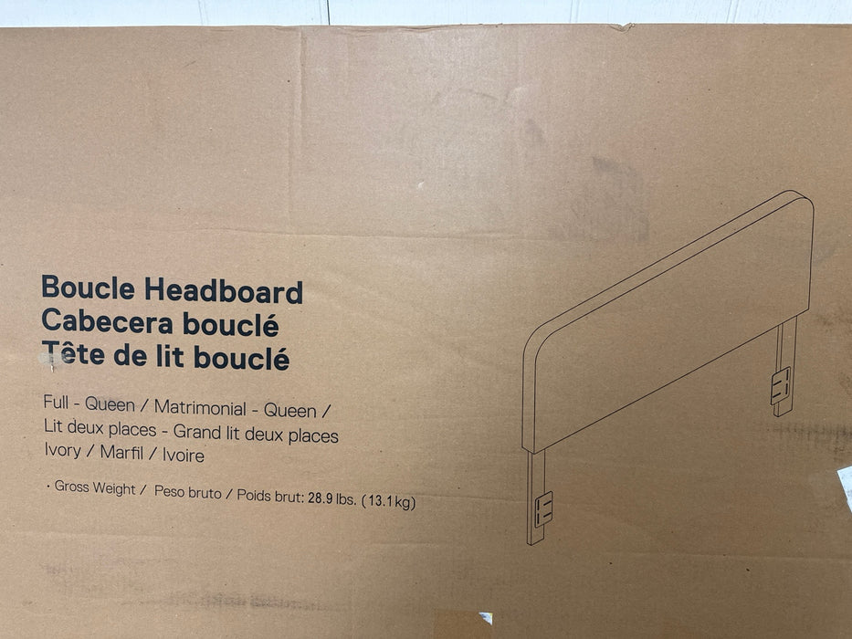 Better Homes & Gardens Juliet Full/Queen Boucle Headboard, Ivory - new