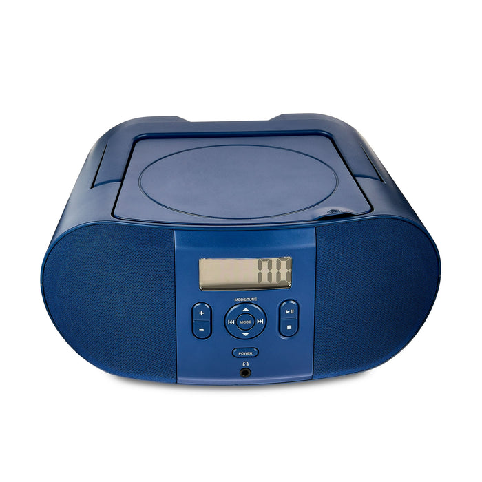 onn. Portable CD Boombox with Digital FM Radio, Navy - new