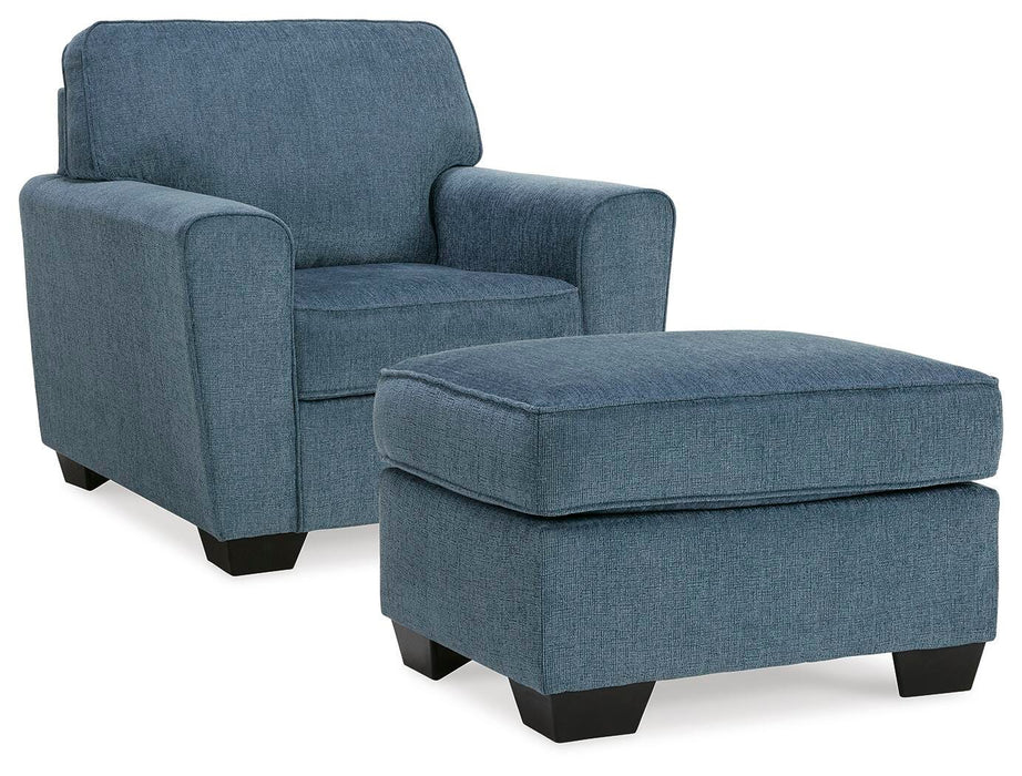 Cashton Blue Cashton Chair and Ottoman