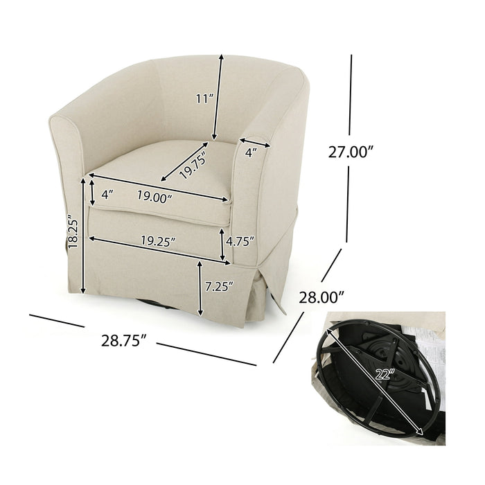 Noble House Celeste Natural Fabric Swivel Chair with Cover, Beige - open_box