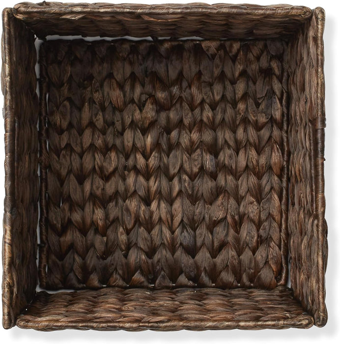 Casafield 10.5" x 10.5" Water Hyacinth Storage Baskets, Espresso - open_box