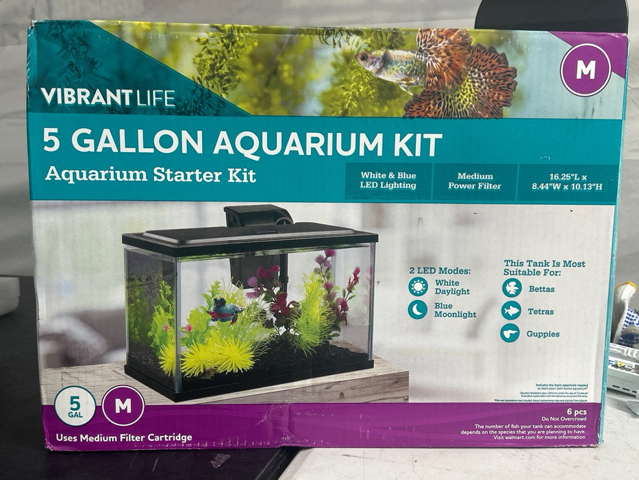 Vibrant Life 10 Gallon Aquarium Starter Kit with Blue & White LED Lights - new
