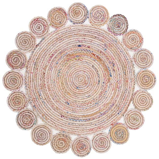 Safavieh Handmade Cape Cod Thora Coastal Jute Rug Ivory/Multi 5' x 5' Round 5' Round, 2' x 3' Ivory - open_box