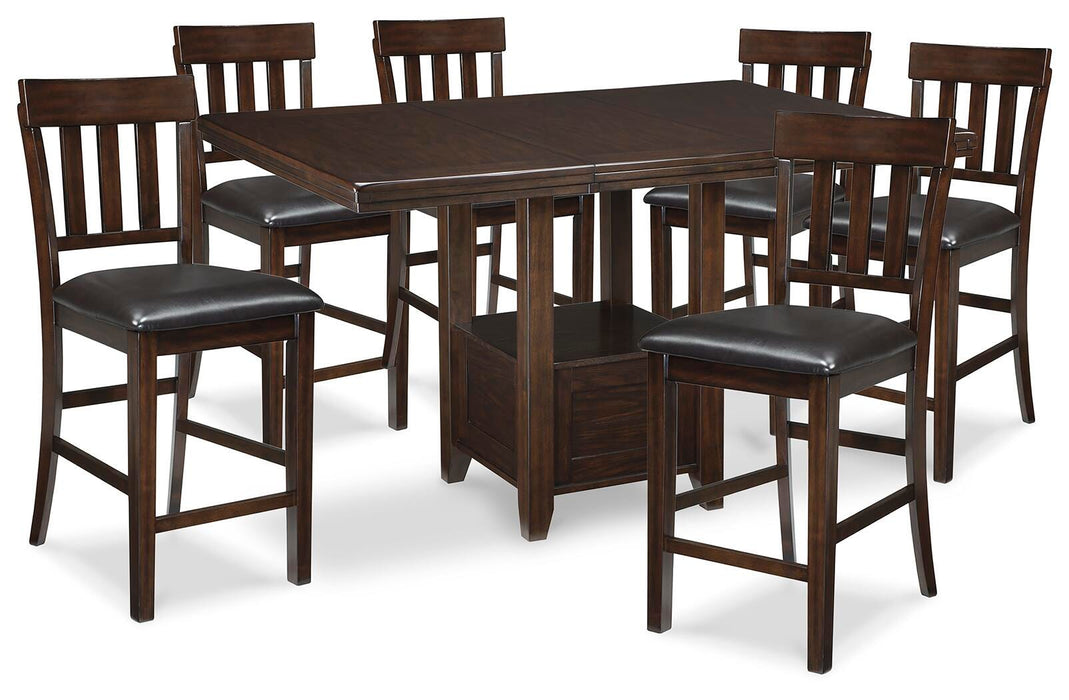 Haddigan Dark Brown Haddigan Counter Height Dining Table and 6 Barstools