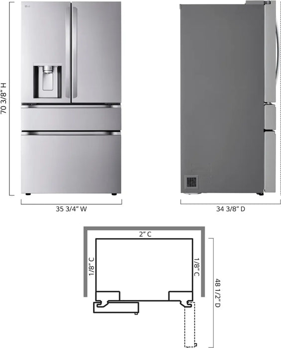 LG - Standard-Depth MAX 28.6 Cu. Ft. 4-Door French Door Smart Refrigerator with Full-Convert Drawer - PrintProof Stainless Steel - open_box