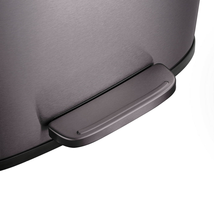 Qualiazero 13.2 Gallon Trash Can, Rectangular Step On Kitchen Trash Can, Black Stainless Steel - display_model