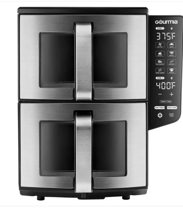 Gourmia 11-QT. Dual Basket Air Fryer with Smart Finish & 4-Layer Cooking - open_box