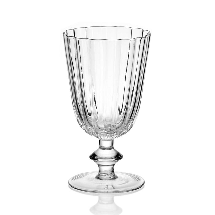 Beautiful Scallop Set of 4 Glass Goblet Clear by Drew Barrymore - new