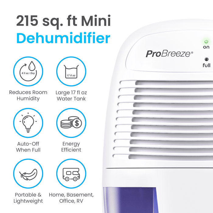 Pro Breeze 1 Pint Portable Dehumidifier Ultra Quiet 17oz Dehumidifier for Rooms up to 215 sqft, Closet - new