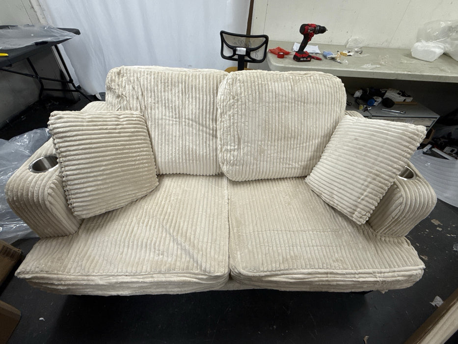 Furniture of America Kasin 61-in W Modern Beige Chenille 2-seater Loveseat - new