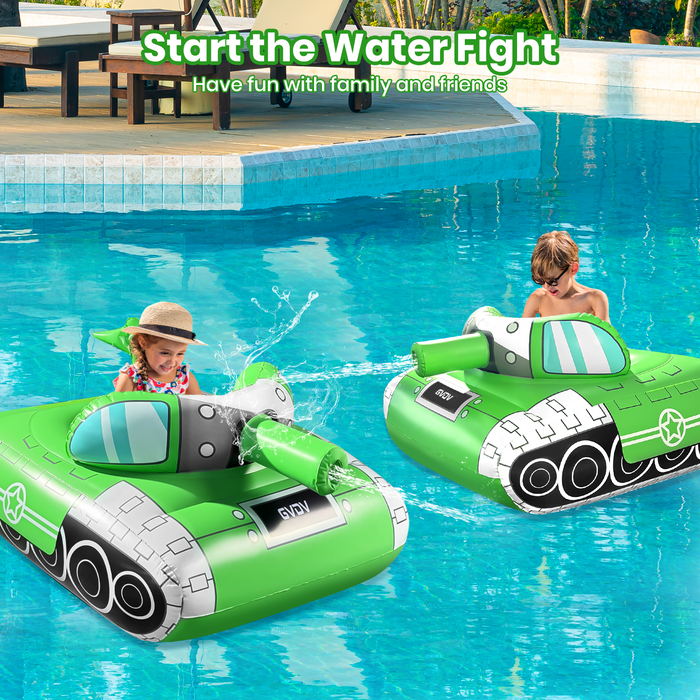 GVDV Inflatable Tank Pool Float for Adults & Kids, 61" x 44" Ride-On Float with Water Squirt Guns, Ideal for Summer Beach & Pool Party Water Battle Games - new
