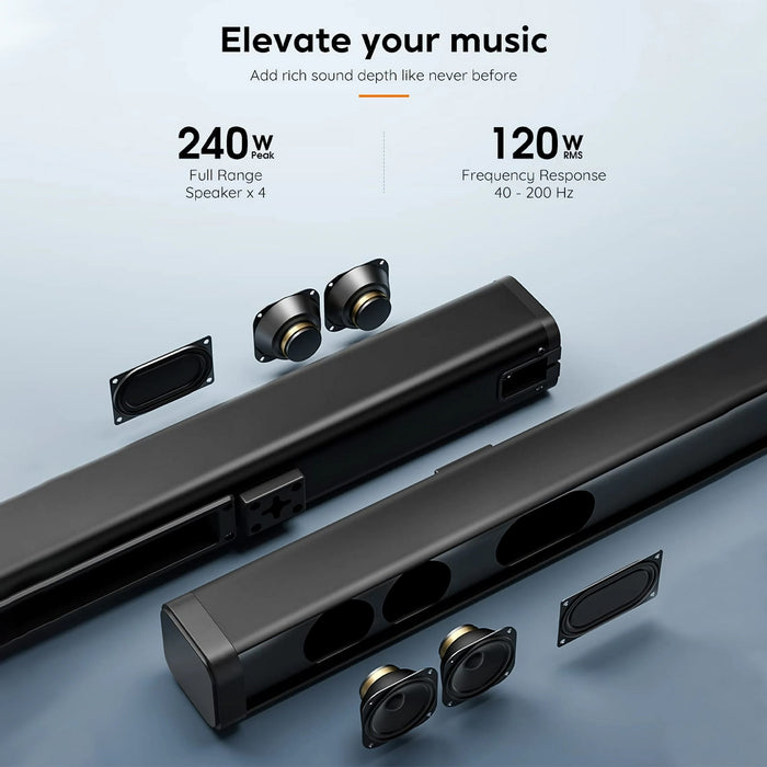 GCZ Soundbar with Subwoofer, 2.1 CH Separable Sound Bars for TV, Bluetooth/HDMI-ARC/Aux/Opt 3D Surround Sound - new