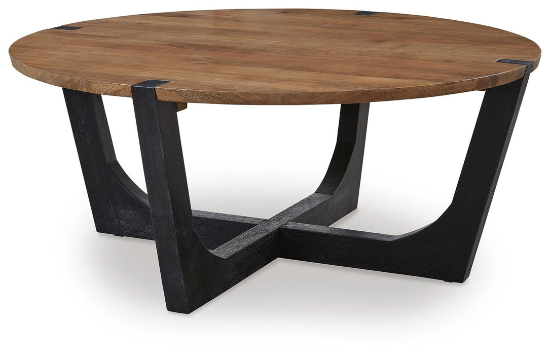 Hanneforth Brown/Black Round Cocktail Table