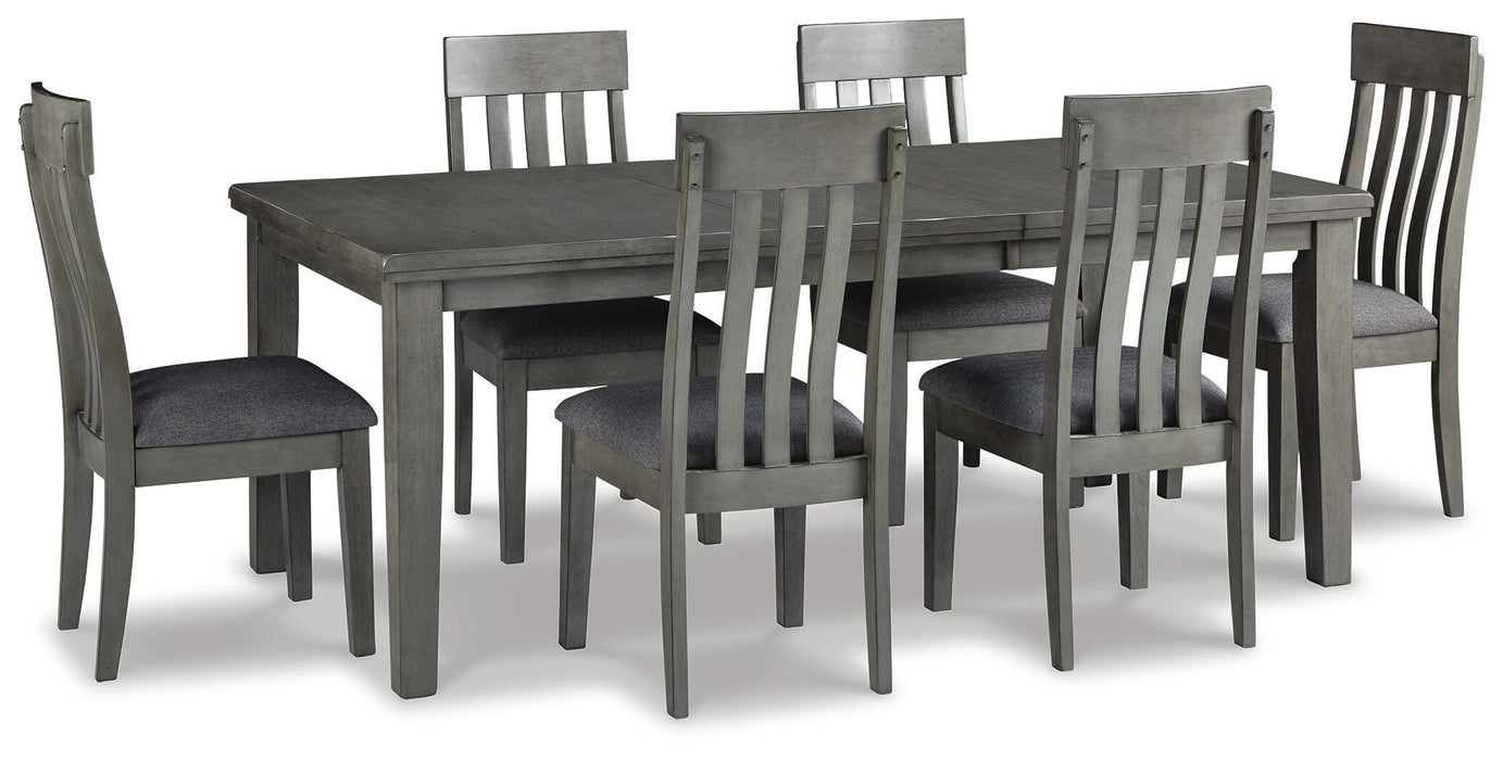 Hallanden Gray Hallanden Dining Table and 6 Chairs