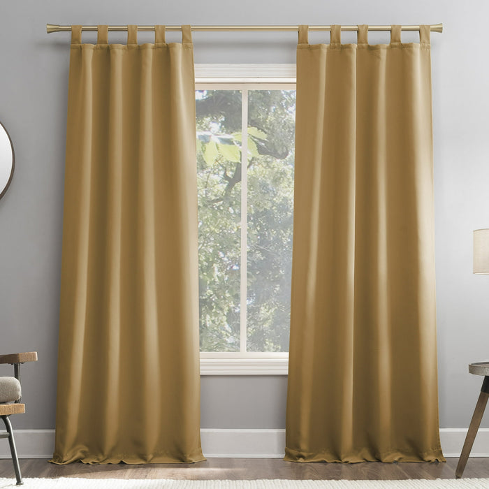 Sun Zero Nolan 1-Piece Energy Saving Blackout Tab Top Curtain Panel, 40"x84", Gold - open_box