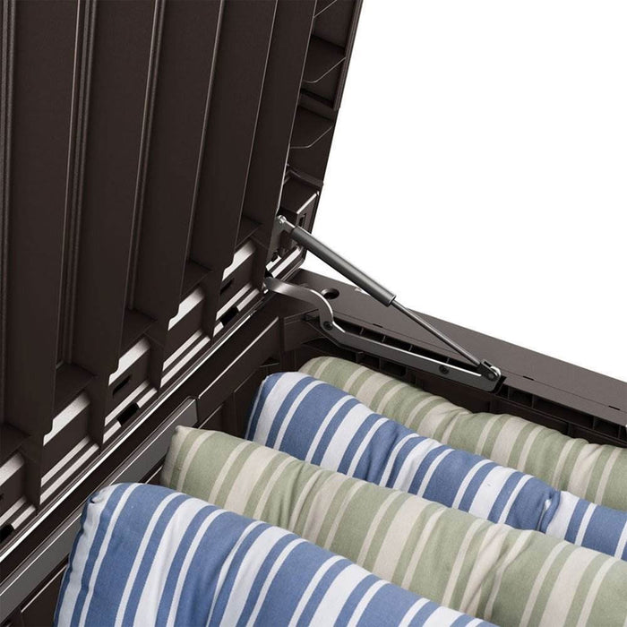 Keter Westwood Outdoor 150 Gal Deck Storage Box for Tools, Brown - new