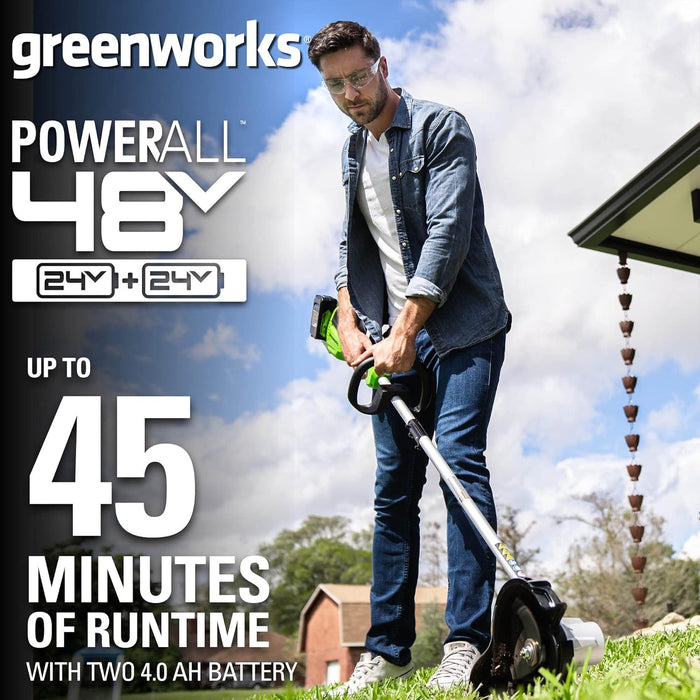Greenworks 48V (2 x 24V) 8" Brushless Cordless Edger, (2) 4.0Ah Batteries and Dual Port Rapid Charger Included - new