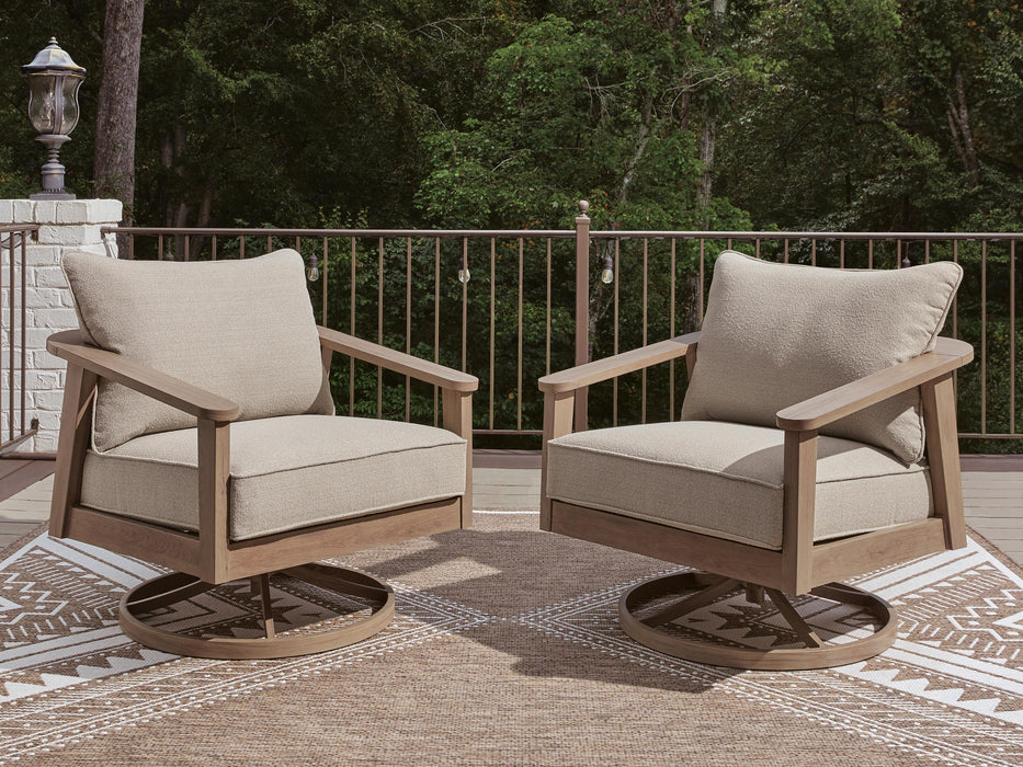 Francis Beach Natural/Gray Swivel Lounge w/ Cushion