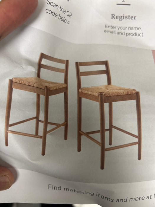 My Texas House Laurel Counter Stools with Woven Seagrass Seat, Kitchen, Warm Brown, 2 Pack - new